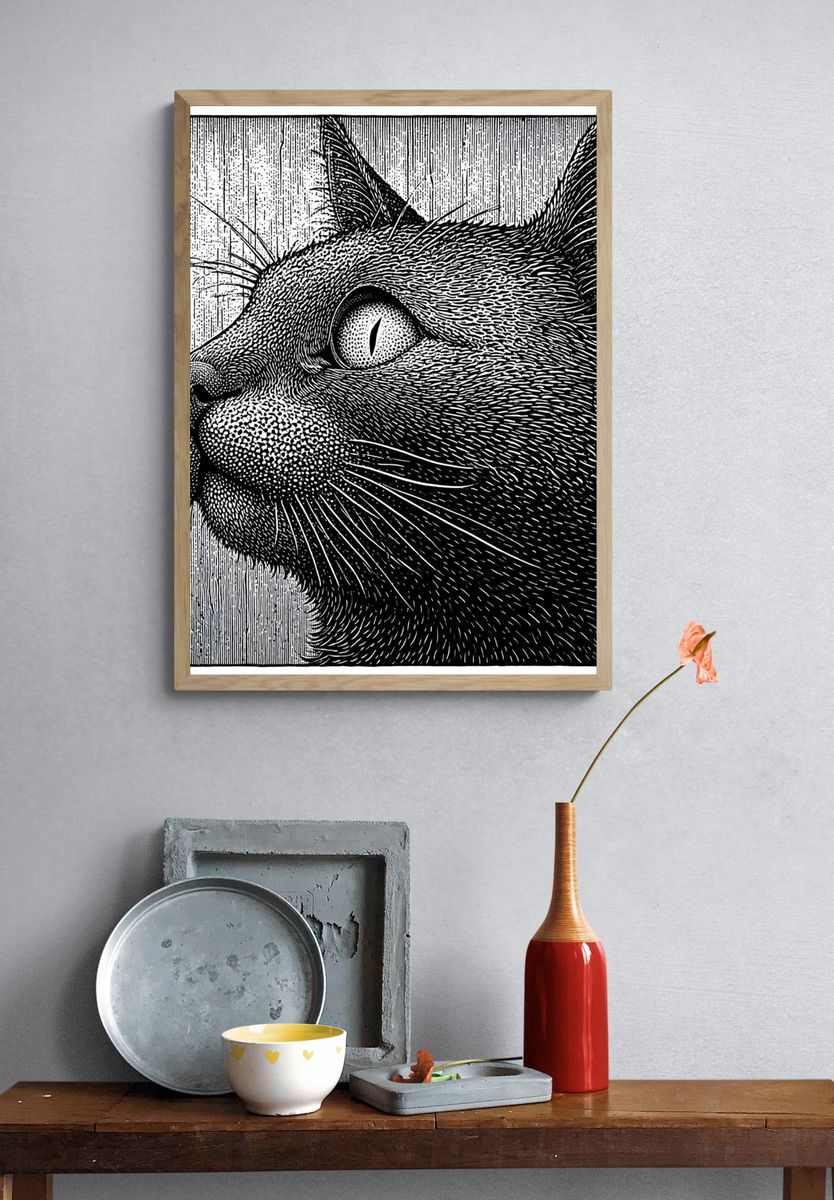 Black Cat Portrait Print. — room view 3