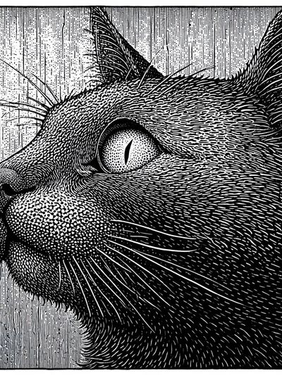 Black Cat Portrait Print.