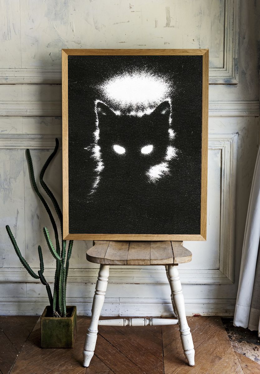 Glowing Cat Silhouette Poster. room preview