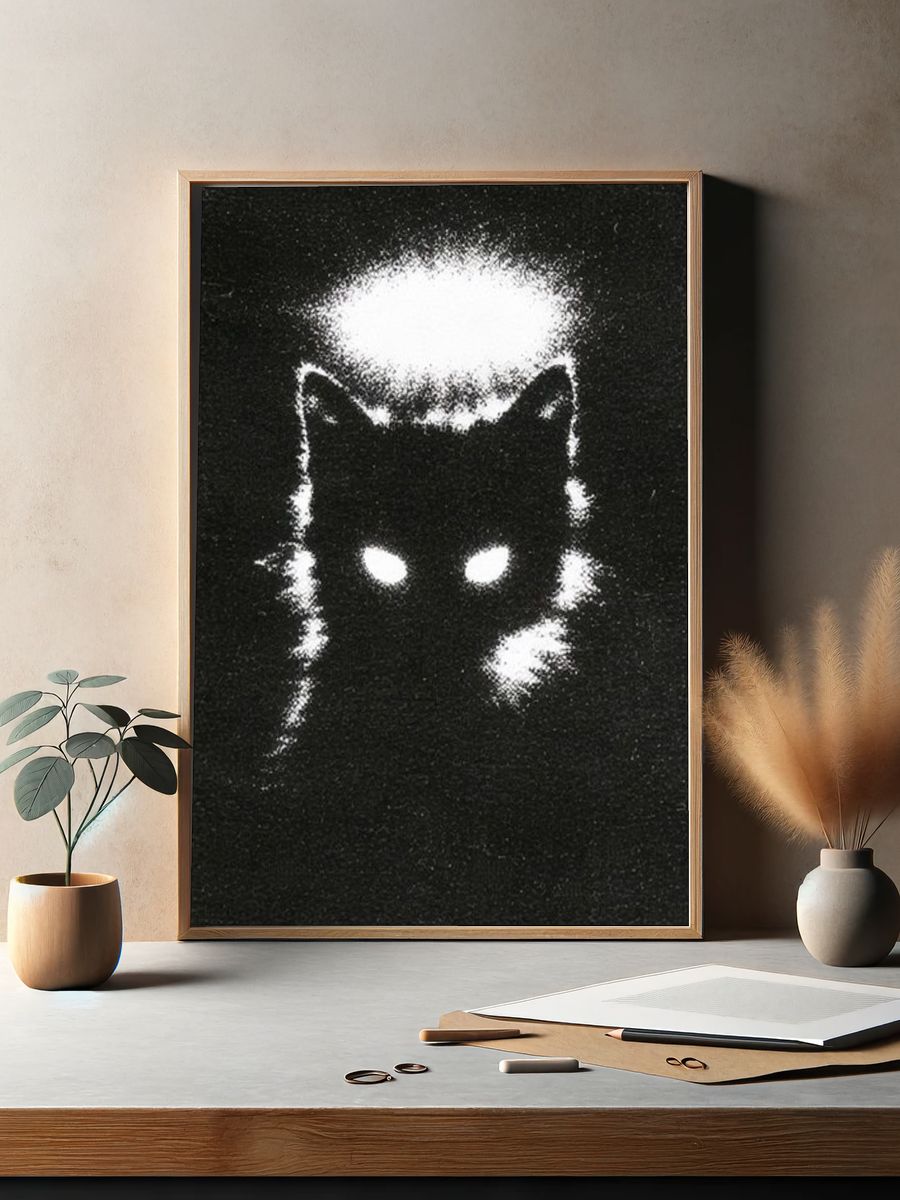 Glowing Cat Silhouette Poster. — room view 2