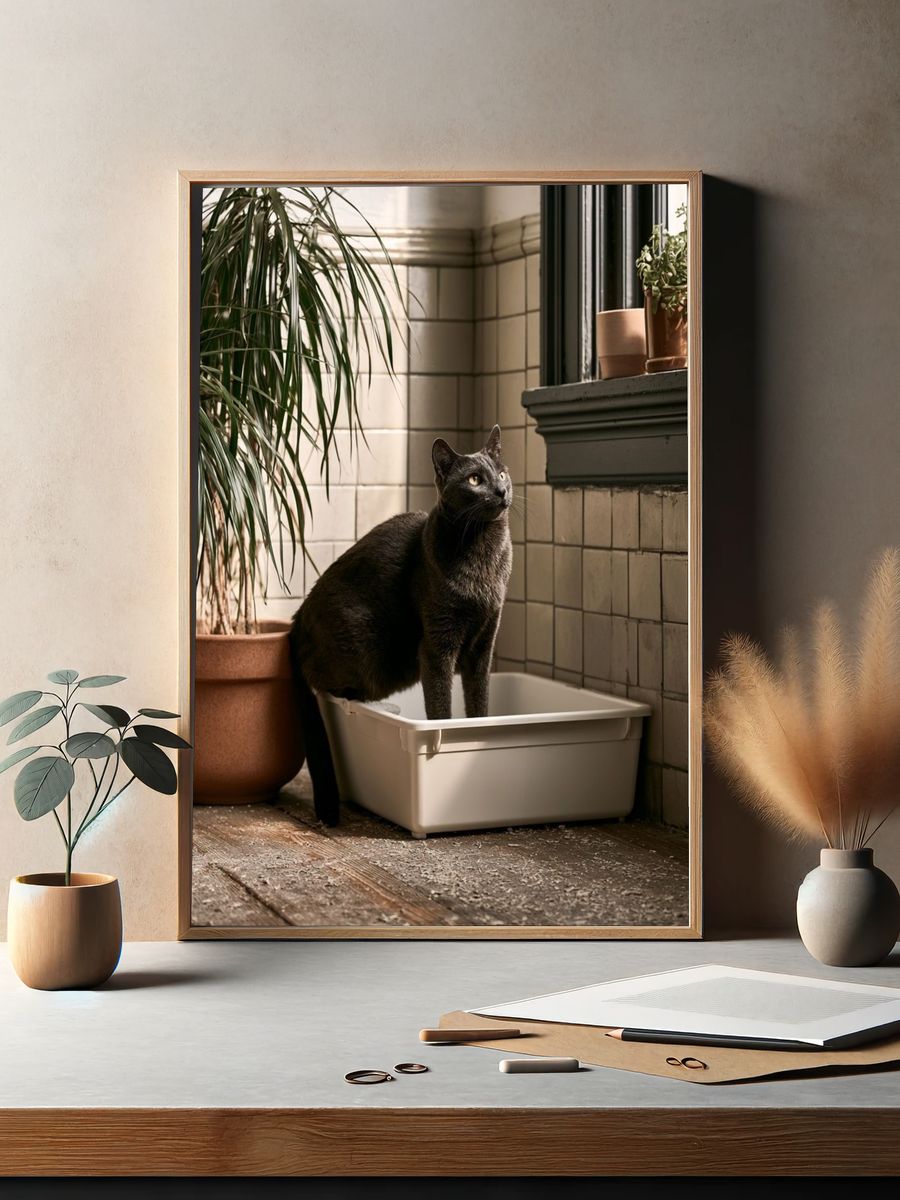 Black Cat in Sunlit Room Poster. — room view 2