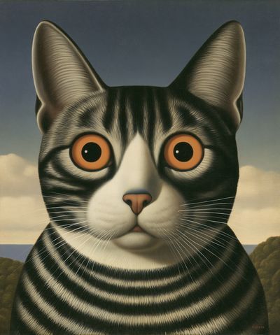 Wide-Eyed Cat Illustration Poster.