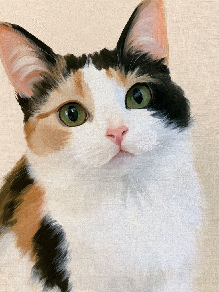 Calico Cat Portrait Print. poster — animals art