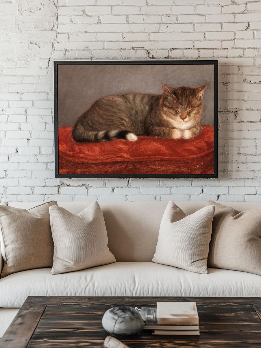 Lying cat, Mosse, (1872-1873), vintage. room preview