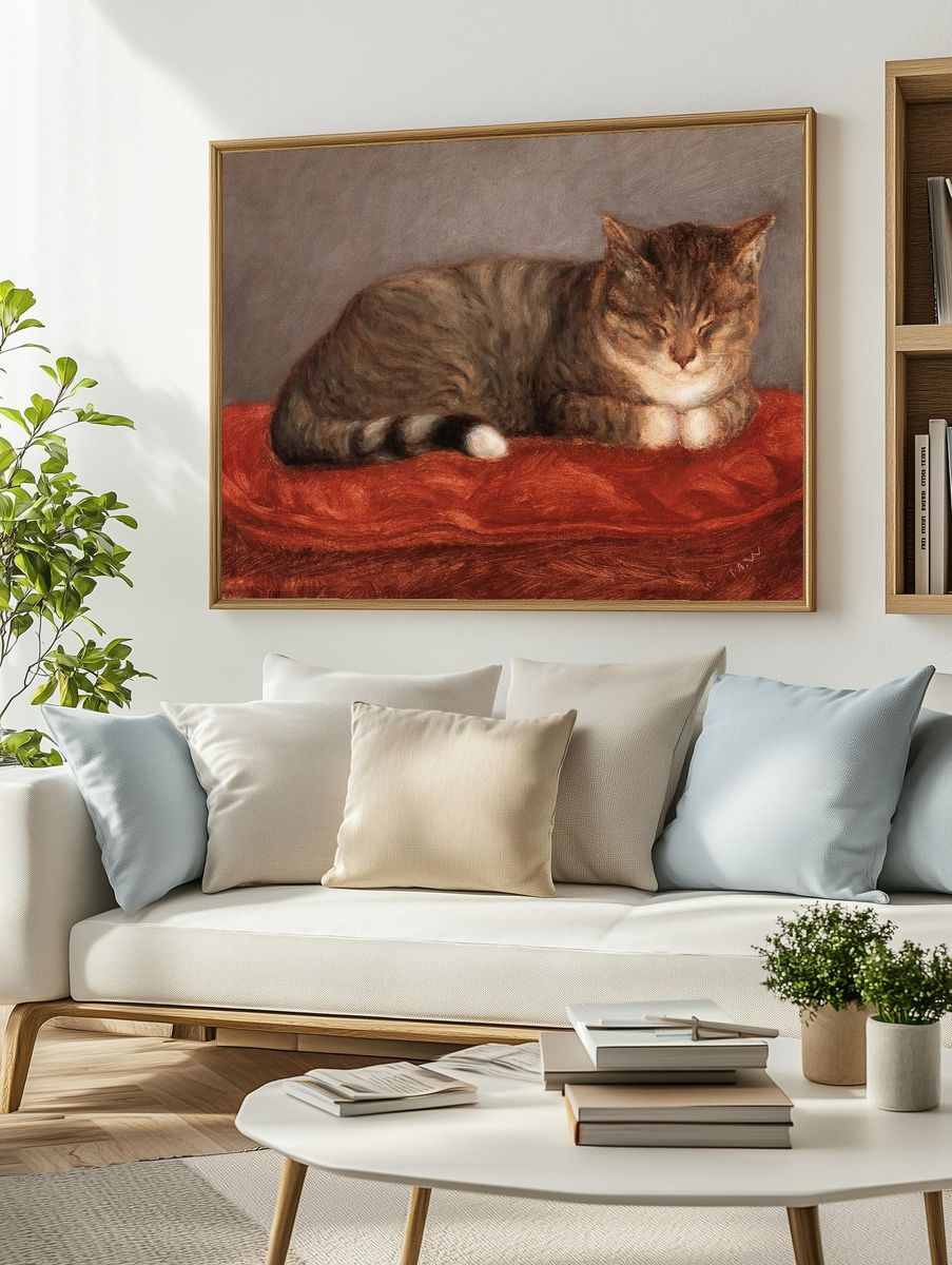 Lying cat, Mosse, (1872-1873), vintage. — room view 2