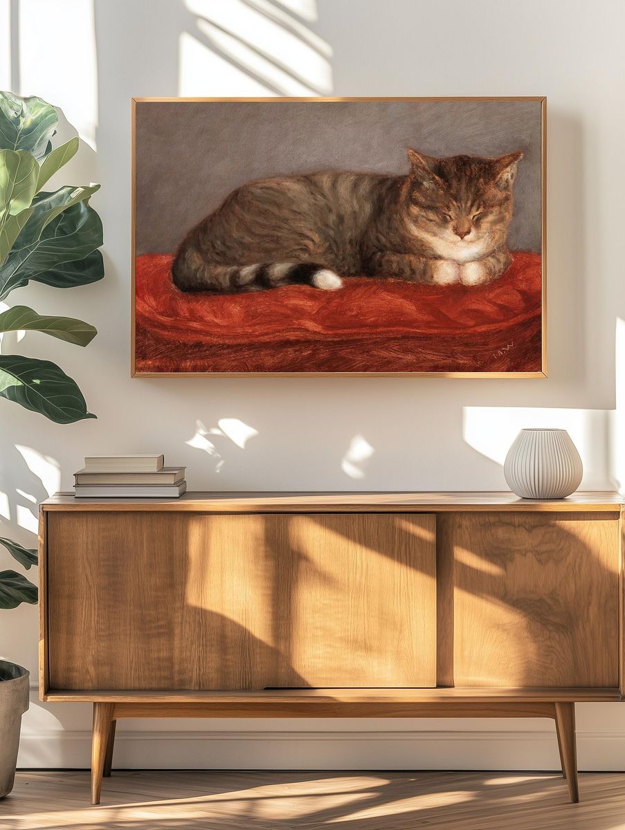 Lying cat, Mosse, (1872-1873), vintage. — room view 3