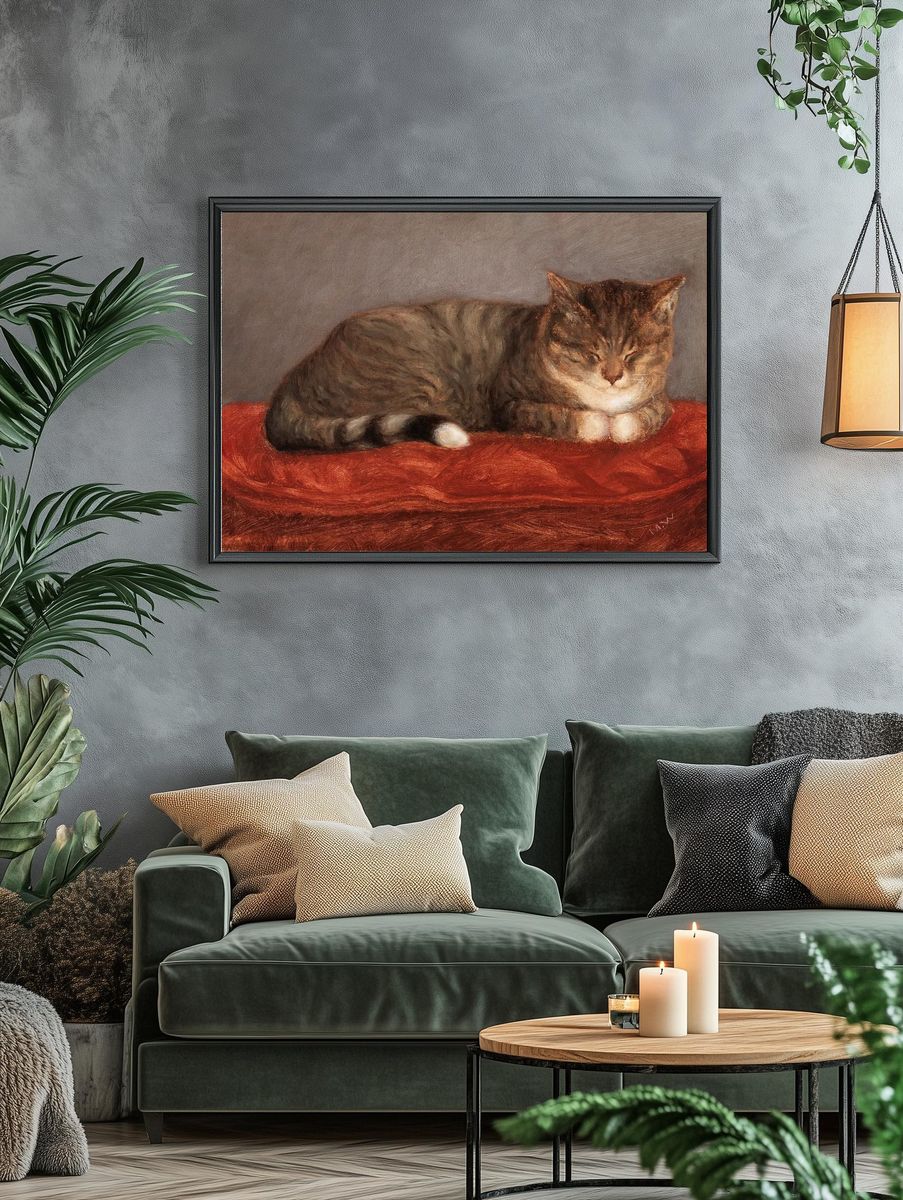 Lying cat, Mosse, (1872-1873), vintage. — room view 4