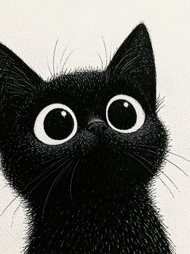 Black Cat Portrait Illustration Poster. poster — animals art