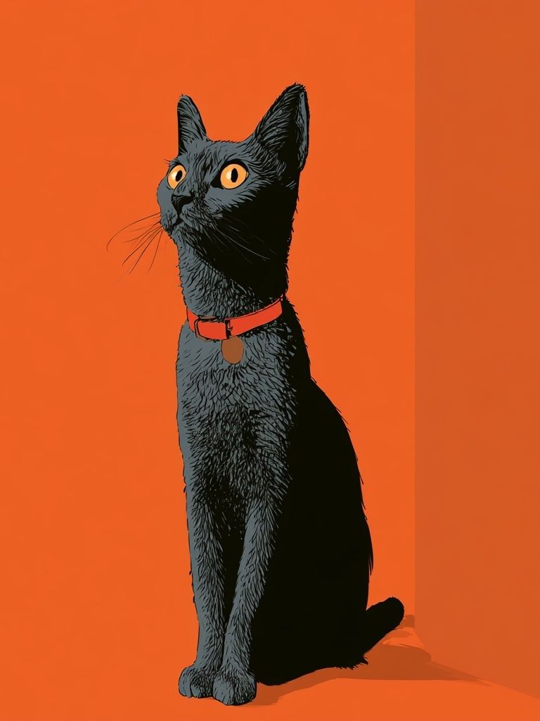 Black Cat Orange Pop-Art Poster. poster — animals art