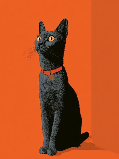 Black Cat Orange Pop-Art Poster. poster