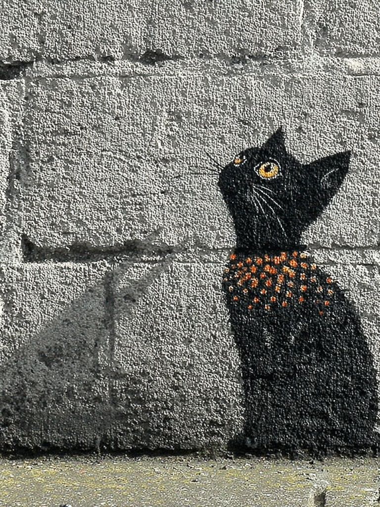 Black Cat with Orange Spots — Street Art Print. poster detail