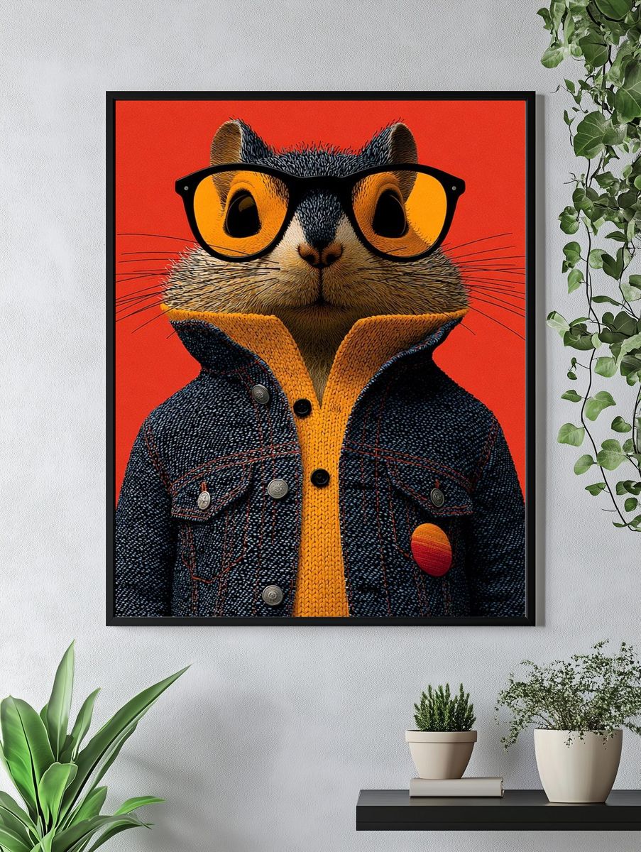 Cool Cat Portrait Illustration Poster. — room view 4