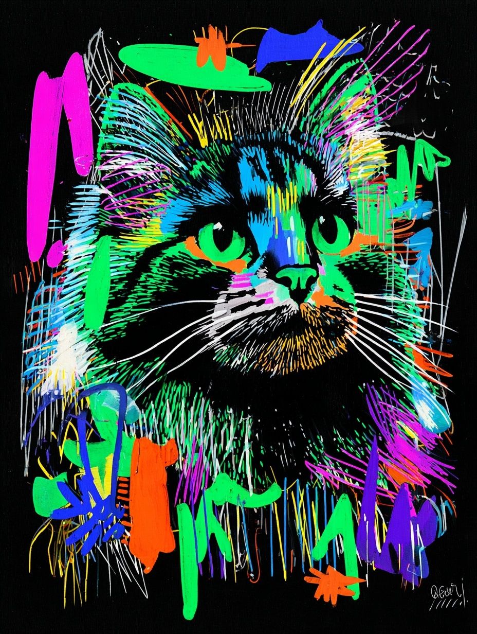 Colorful Cat Portrait Poster. poster — animals art