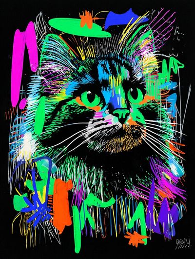 Colorful Cat Portrait Poster. poster print