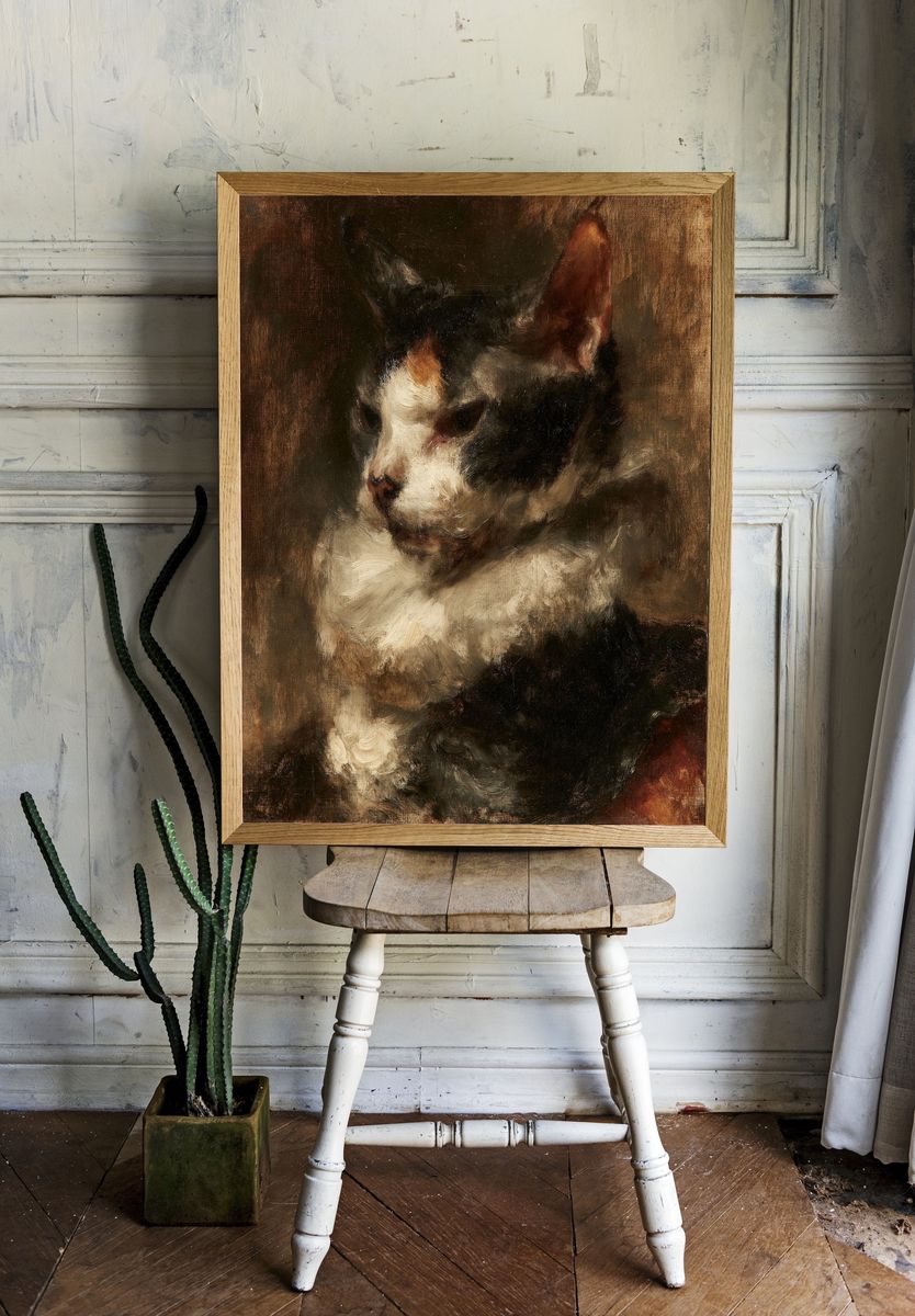 Calico Cat Portrait Print. room preview