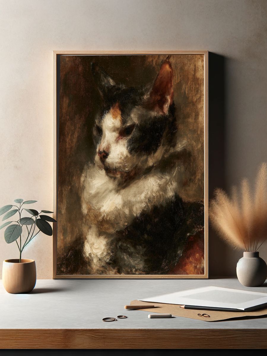 Calico Cat Portrait Print. — room view 2