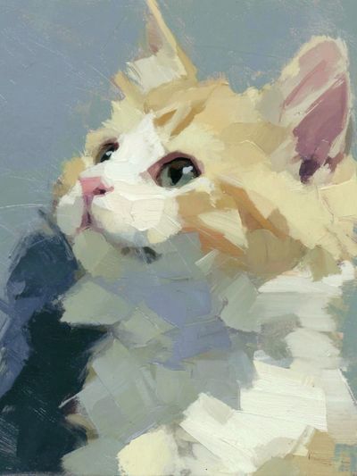 Cream Cat Portrait Painting Poster. poster print