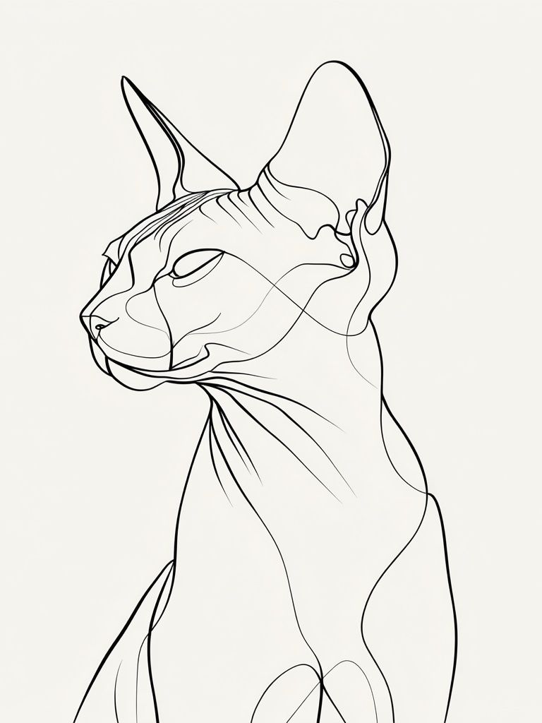 Sphynx Cat — Line Art Print. poster — illustration art
