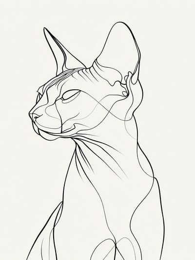 Sphynx Cat — Line Art Print. poster print