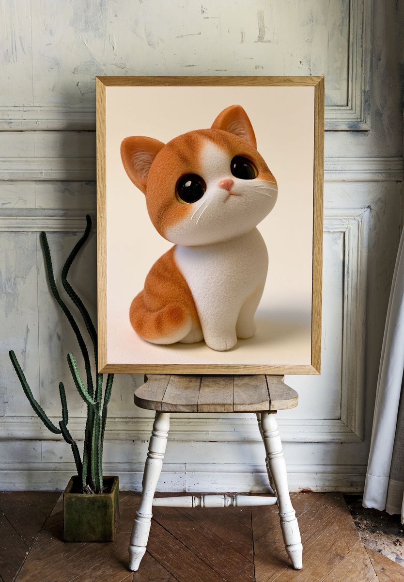 Cute Orange Cat Illustration Poster. room preview