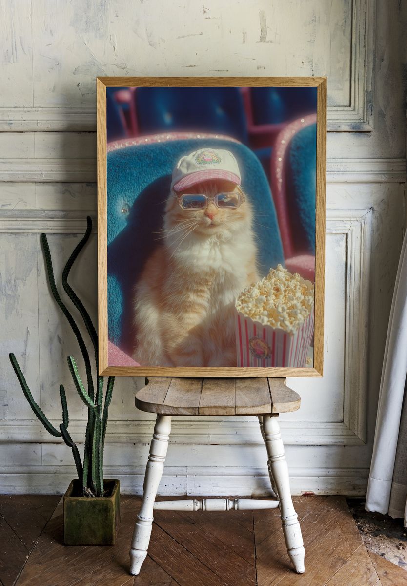 Cool Cat Cinema Portrait Poster. room preview