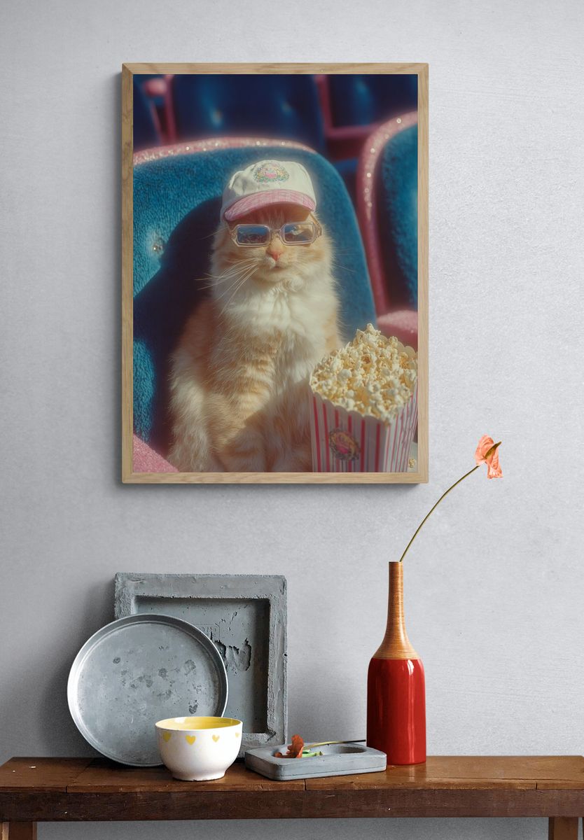 Cool Cat Cinema Portrait Poster. — room view 3