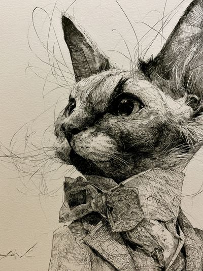 Cat Portrait Ink Poster. poster