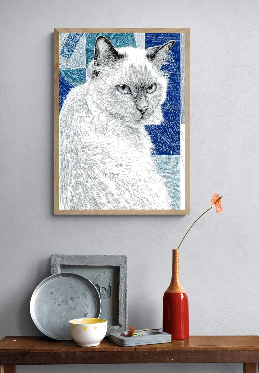 Cat Portrait — Line Art Print. — room view 3