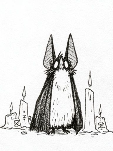 Cat and Candles Ink Poster. poster detail