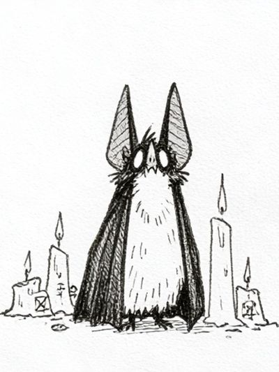 Cat and Candles Ink Poster.