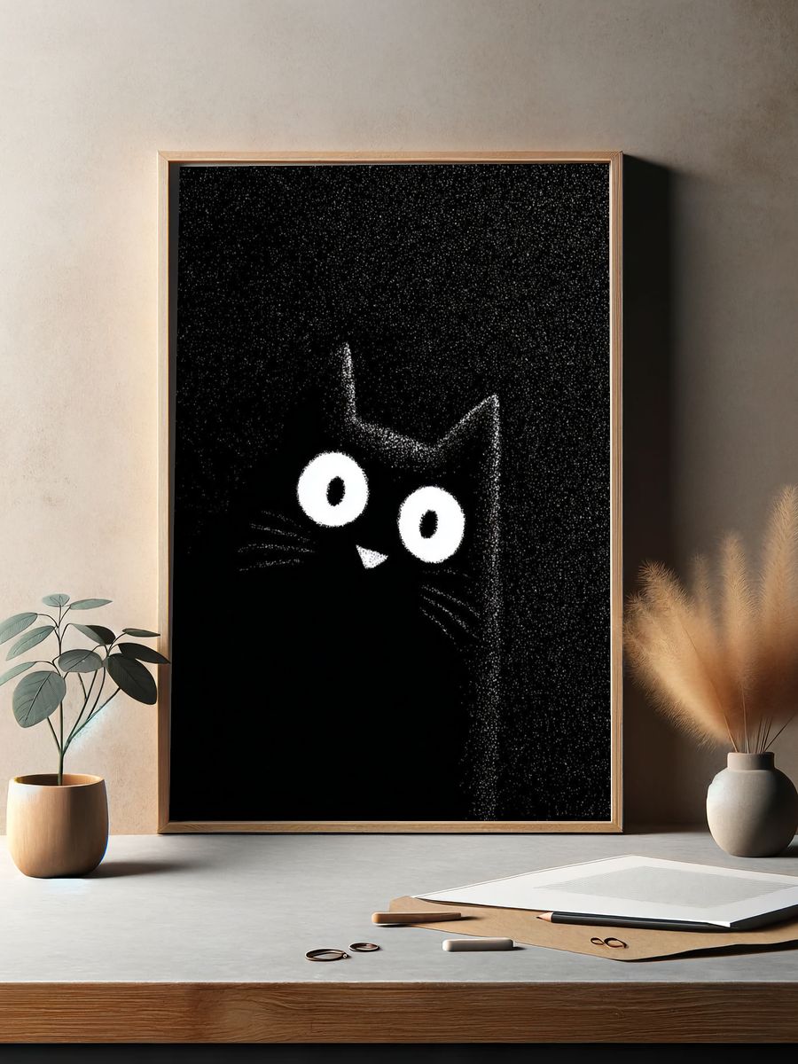 Black Cat Minimalist Print. — room view 2