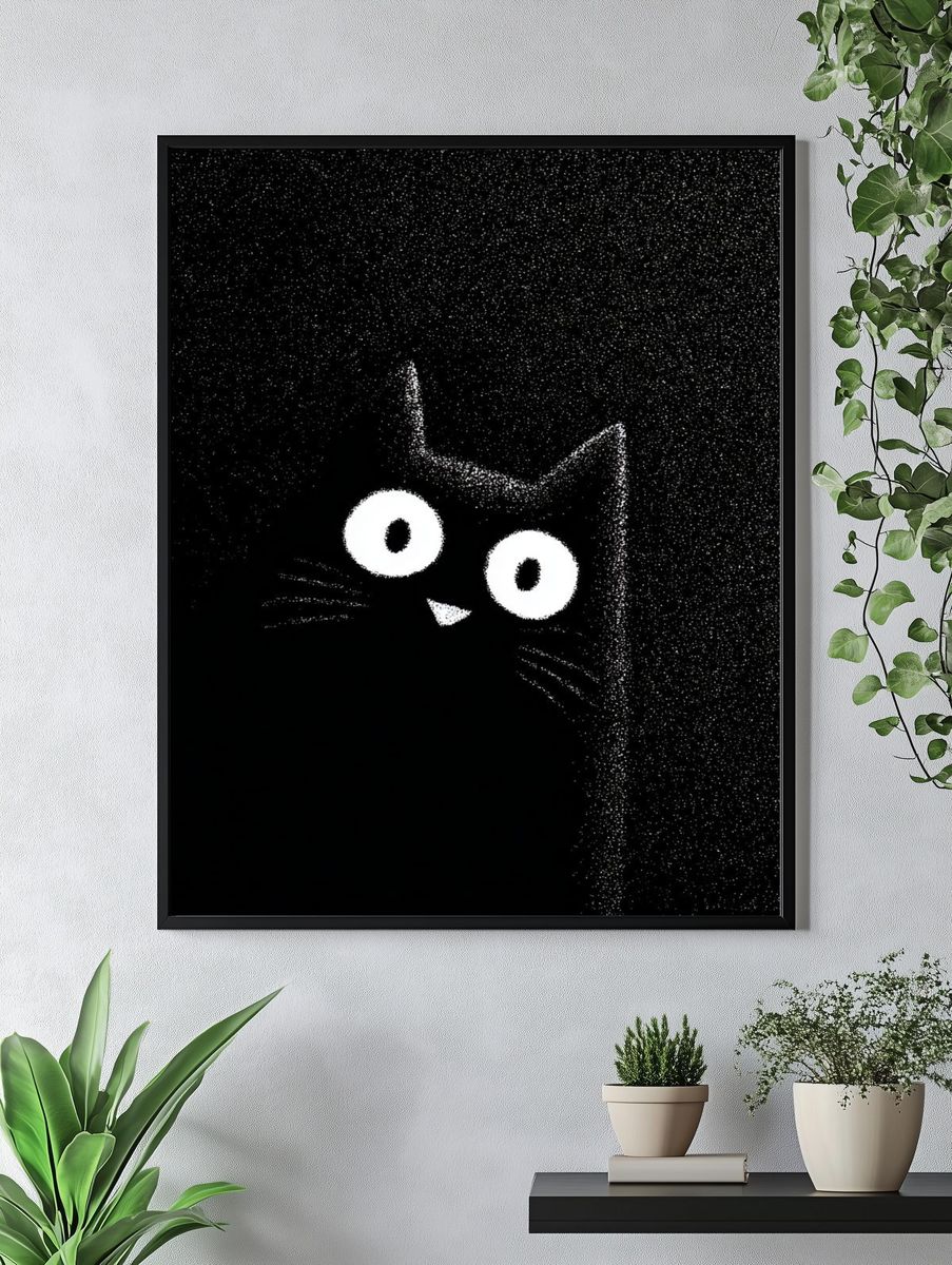Black Cat Minimalist Print. — room view 4