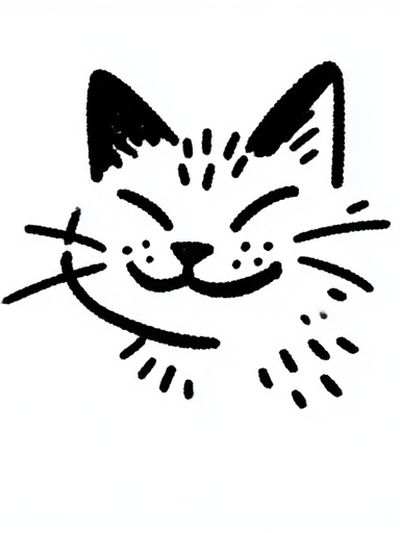 Smiling Cat Line Art Poster.