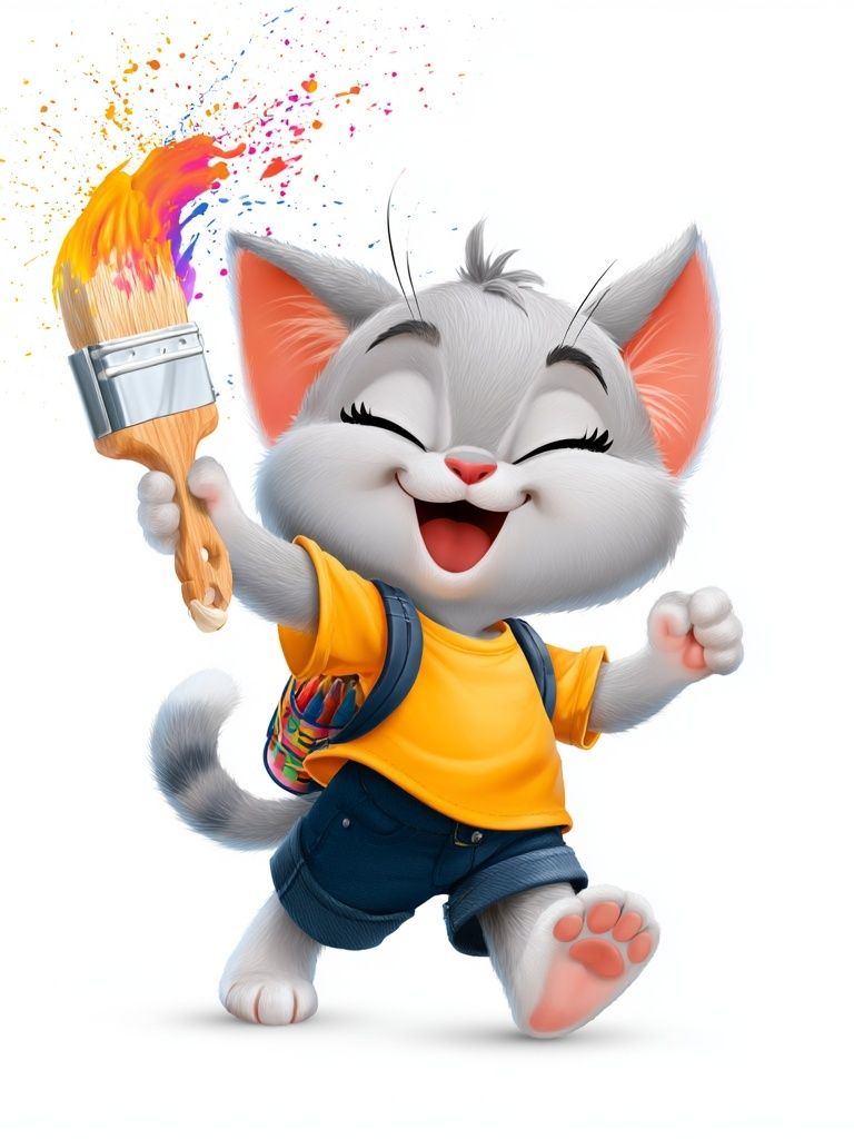 Happy Cat Paint Splash Poster. poster detail