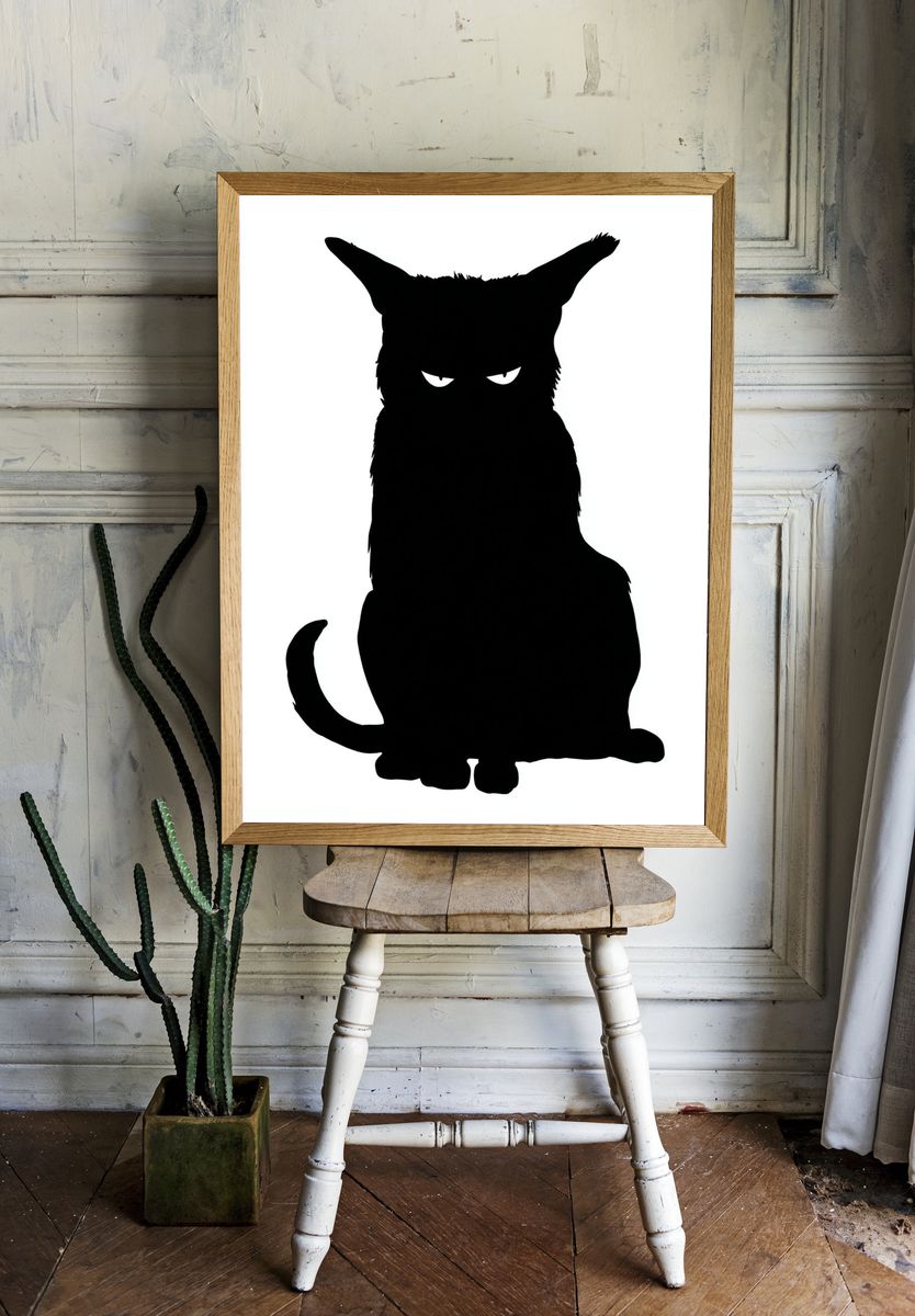 Black Cat Silhouette Poster. — room view 1
