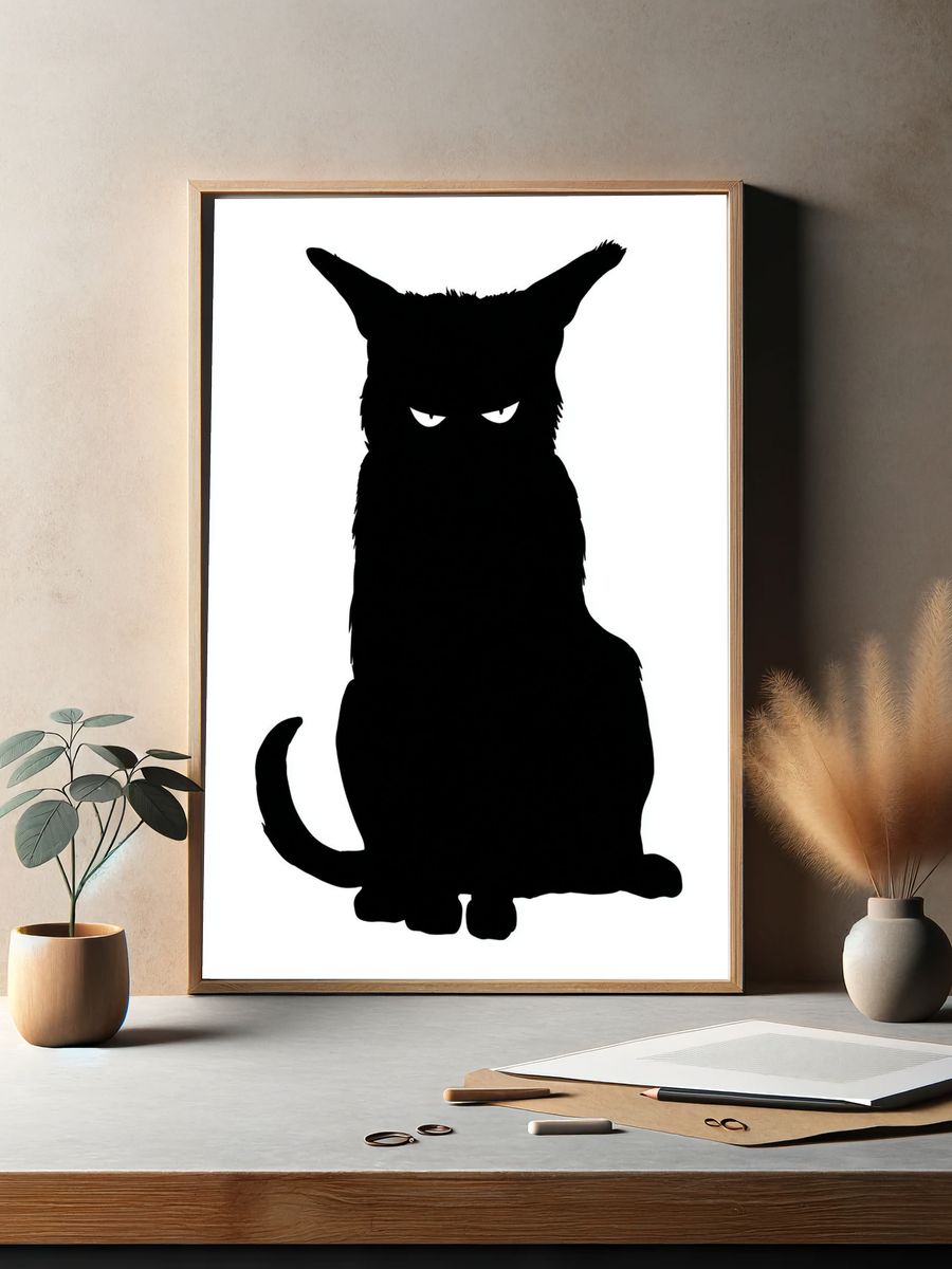 Black Cat Silhouette Poster. — room view 2
