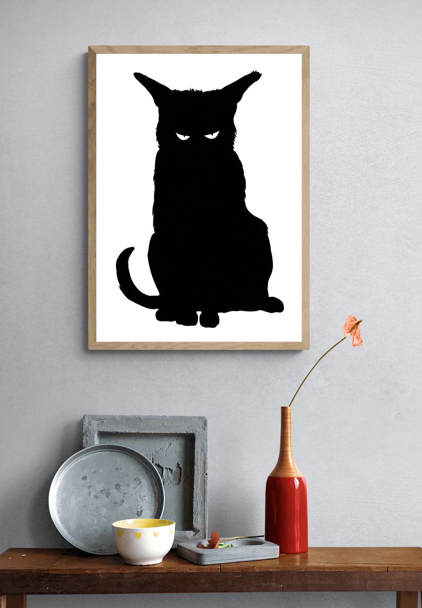 Black Cat Silhouette Poster. — room view 3