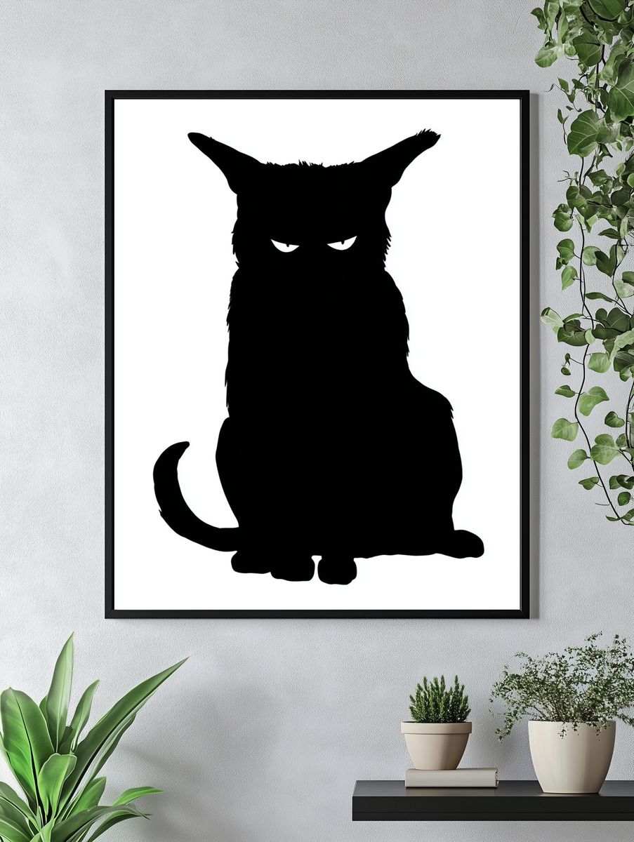 Black Cat Silhouette Poster. — room view 4