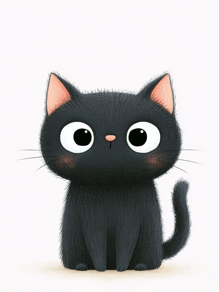 Cute Black Cat Illustration Poster. poster — animals art