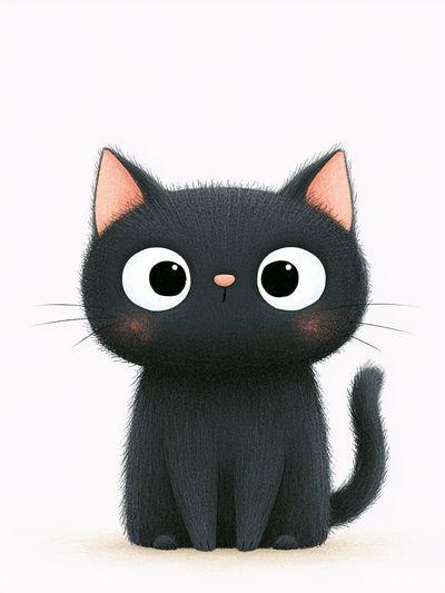 Cute Black Cat Illustration Poster.