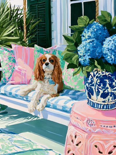 Cavalier Spaniel Porch Poster.