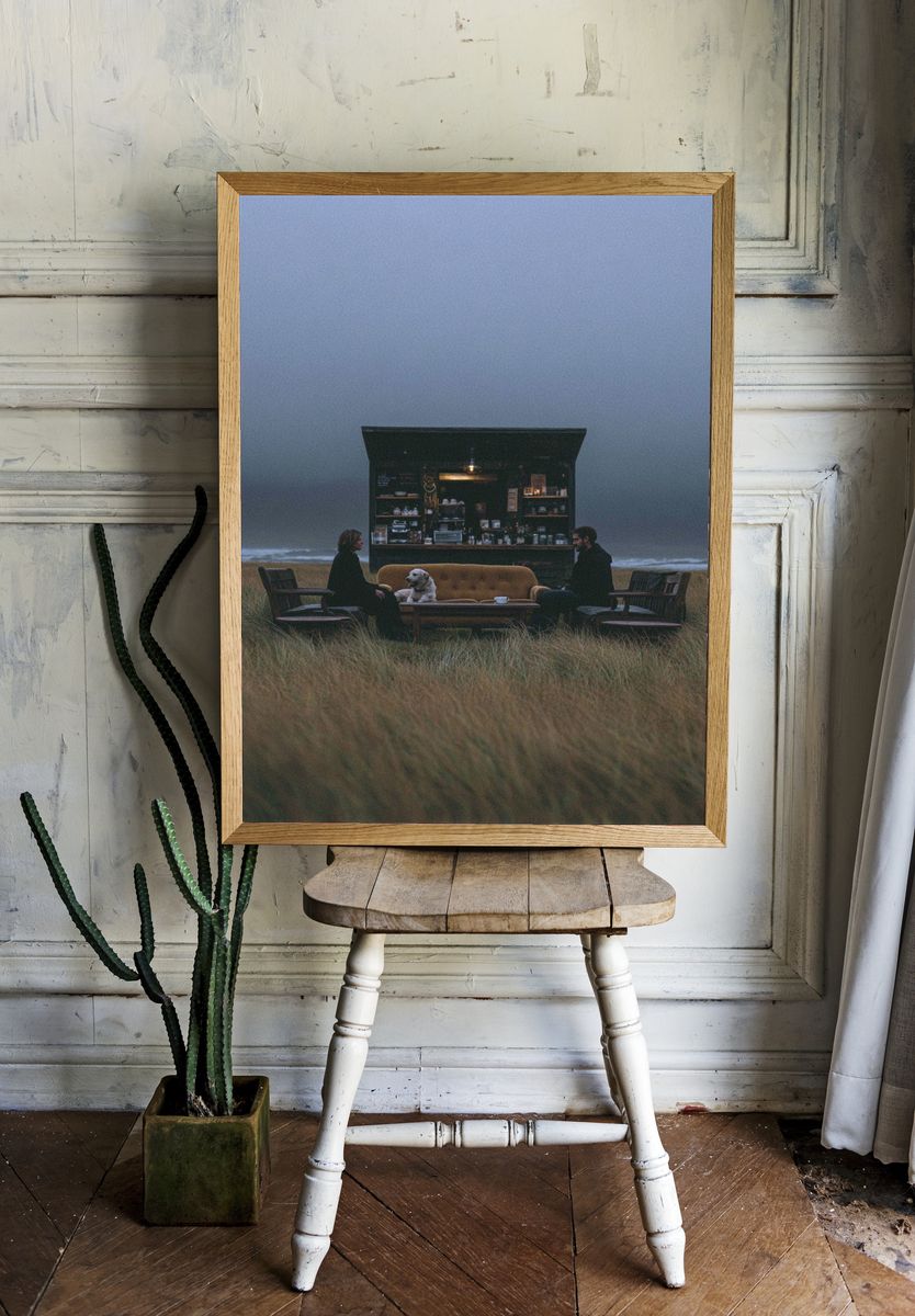 Cozy Beachside Café Scene Poster. — room view 1
