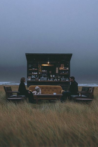 Cozy Beachside Café Scene Poster. poster print