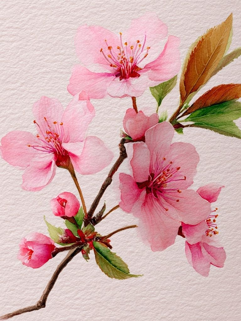 Cherry Blossom Watercolor Poster. poster detail