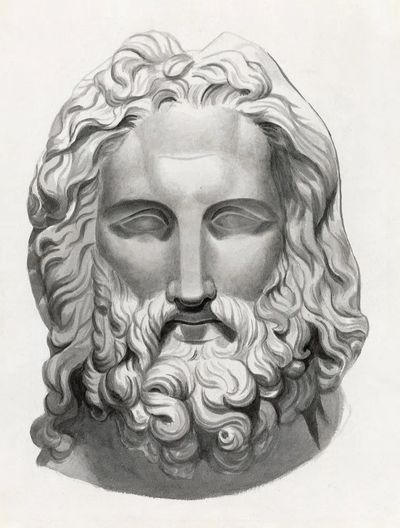 Antique Bearded Head John Flaxman. poster