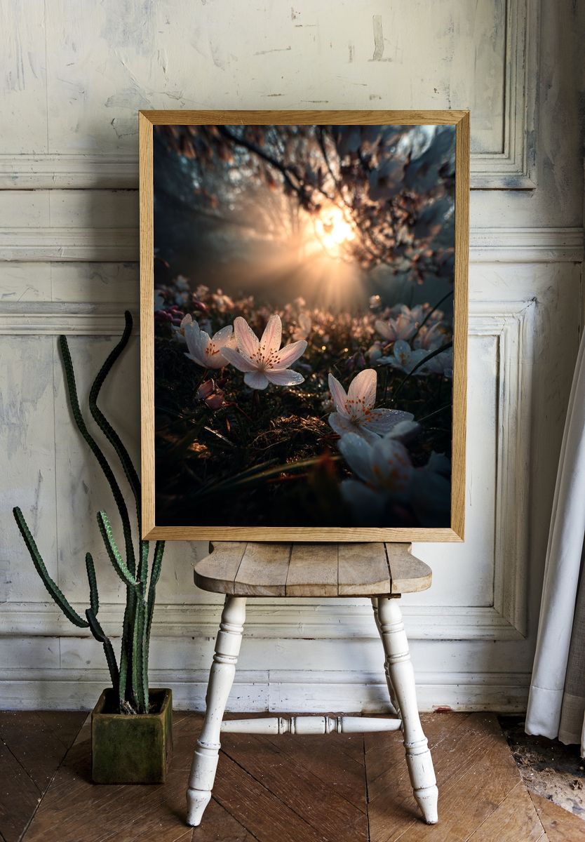 Cherry Blossom Sunrise Poster. — room view 1
