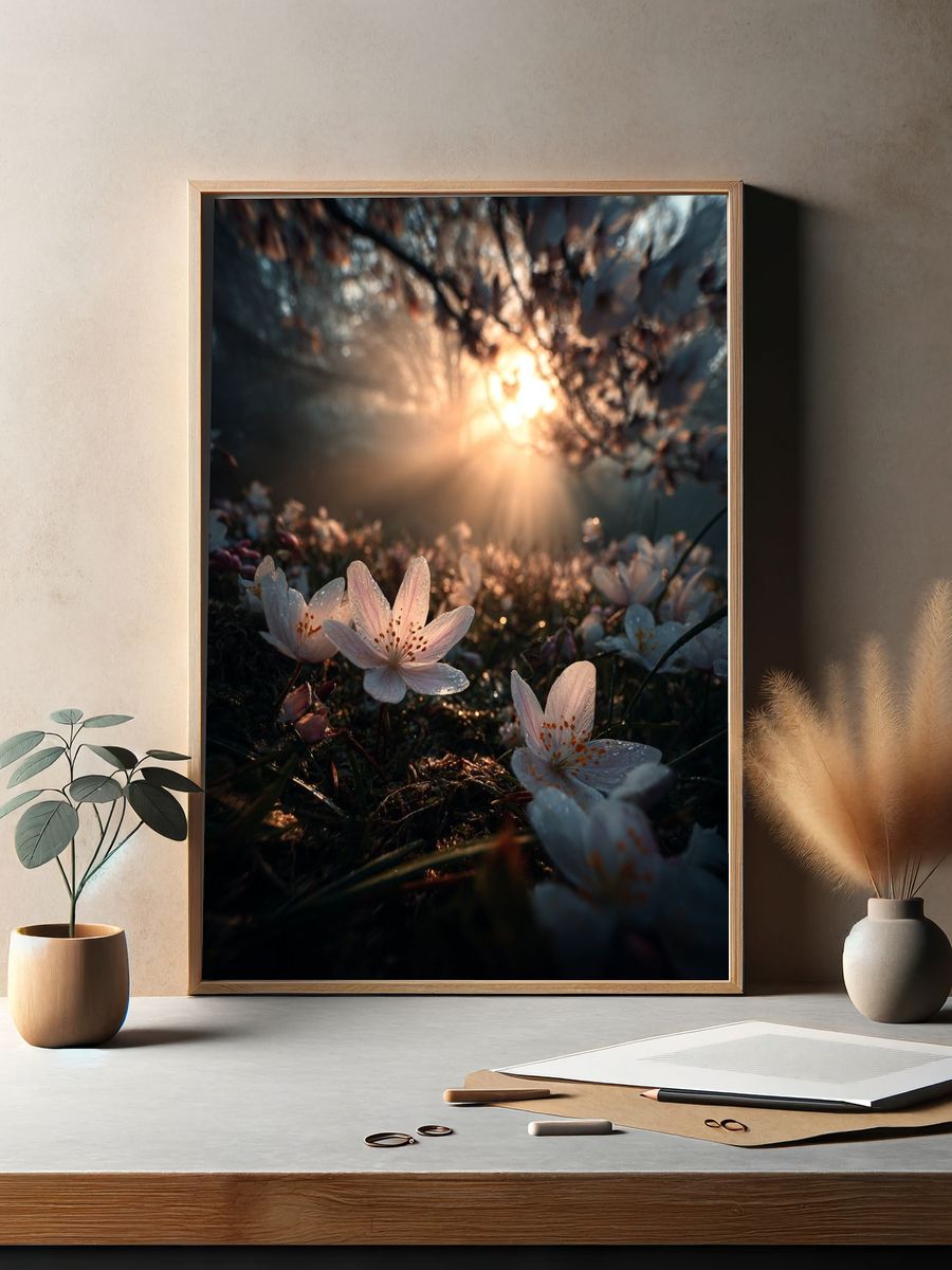 Cherry Blossom Sunrise Poster. — room view 2