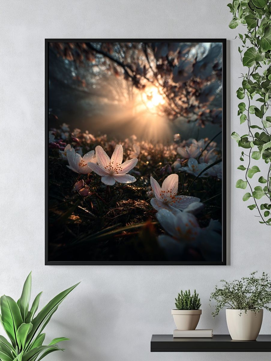 Cherry Blossom Sunrise Poster. — room view 4