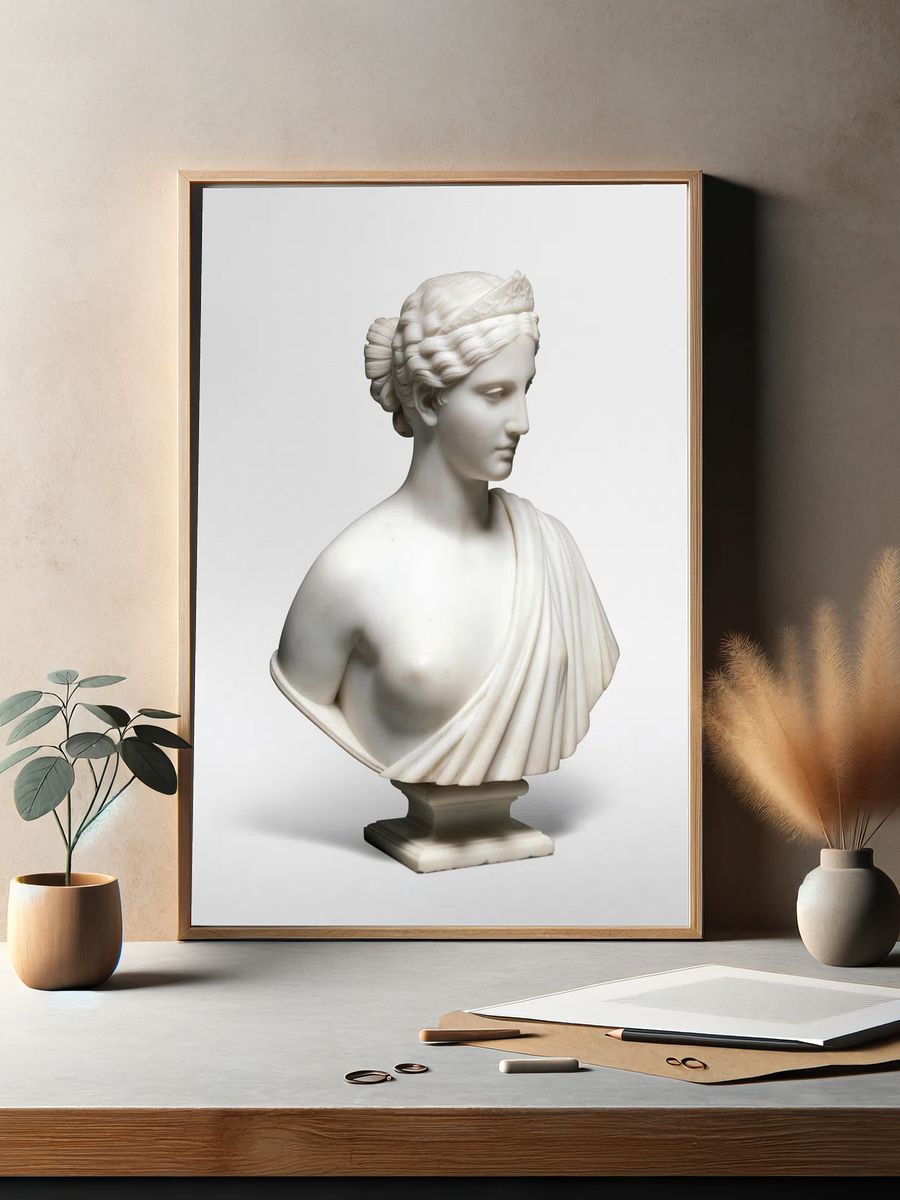 Nude woman sculpture showing America. — room view 2