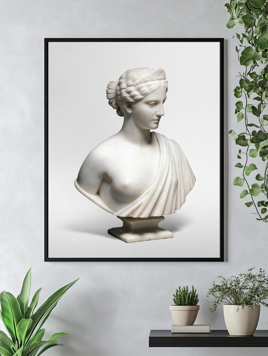 Nude woman sculpture showing America. — room view 4